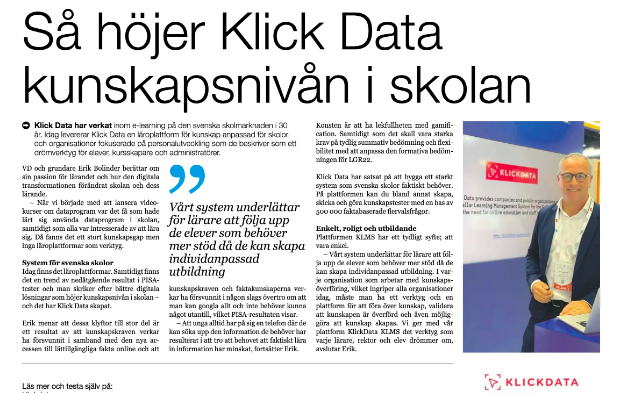 Så höjer Klick Data kunskapsnivån i skolan