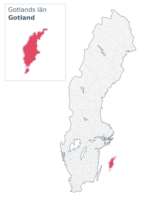 Översiktskarta över Gotland kommun i Gotlands län, med kommunens läge i Sverige.