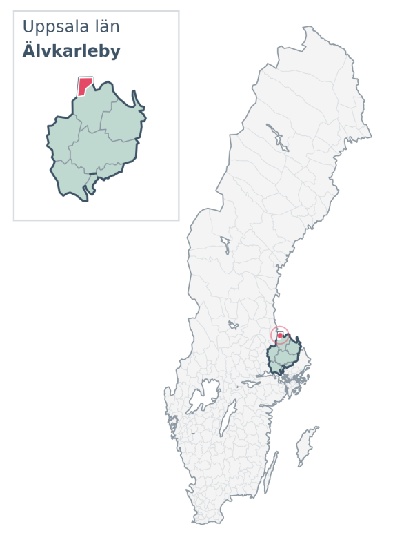 Översiktskarta över Älvkarleby kommun i Uppsala län, med kommunens läge i Sverige.