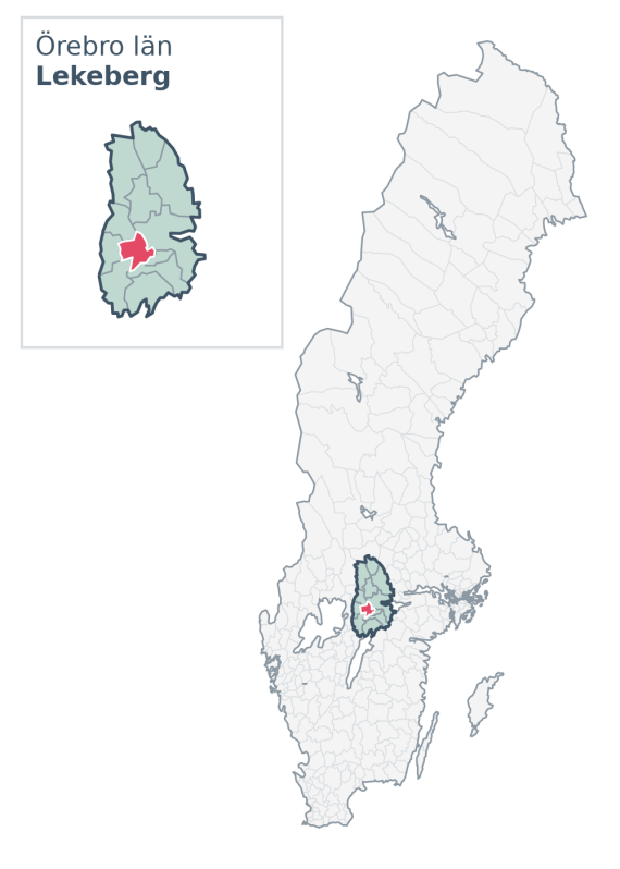 Översiktskarta över Lekeberg kommun i Örebro län, med kommunens läge i Sverige.