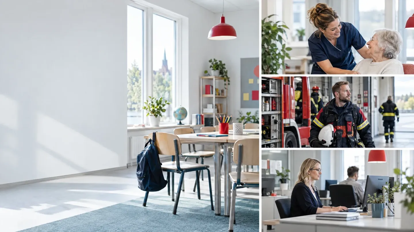Skola, vård, räddningstjänst och förvaltning i offentlig sektor